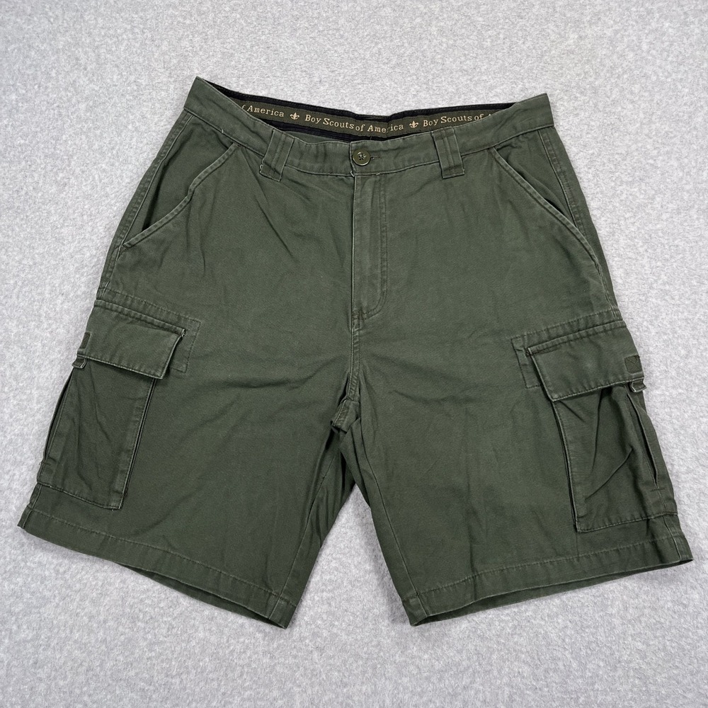 Boy Scouts of America Uniform Canvas Cargo Shorts Mens 34 Green Outdoor Gorpcore